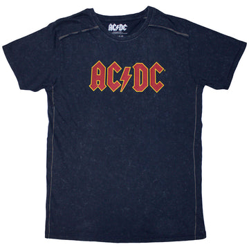 AC/DC Unisex T-Shirt: Logo (Navy Blue) (Wash Collection)