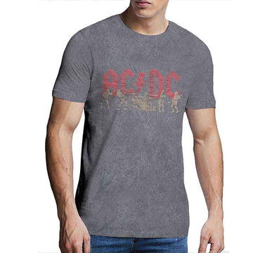 AC/DC Unisex T-Shirt: Vintage Silhouettes (Charcoal Grey) (Wash Collection)