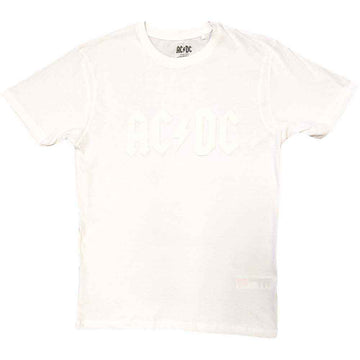 AC/DC Unisex T-Shirt: Logo (White) (Hi-Build White-On-White)
