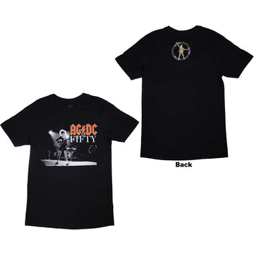 AC/DC Unisex T-Shirt: On Stage Fifty (Black) (Back Print)