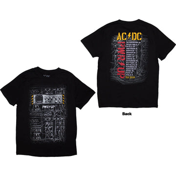 AC/DC Unisex T-Shirt: Control Wires PWR-UP EU Tour '24 (Black) (Back Print & Ex-Tour)