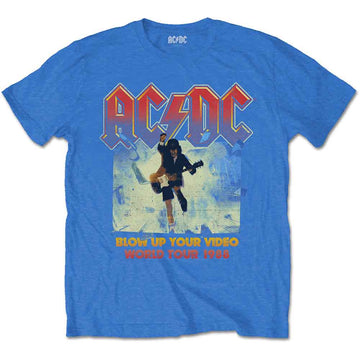 AC/DC Unisex T-Shirt: Blow Up Your Video (Mid Blue)