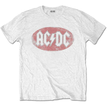 AC/DC Unisex T-Shirt: Oval Logo Vintage (White)