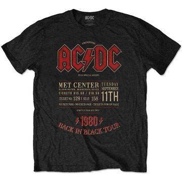 AC/DC Unisex T-Shirt: Minnesota '80 (Black)