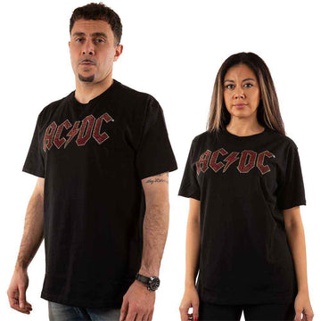 AC/DC Unisex T-Shirt: Full Colour Logo (Black) (Embellished)
