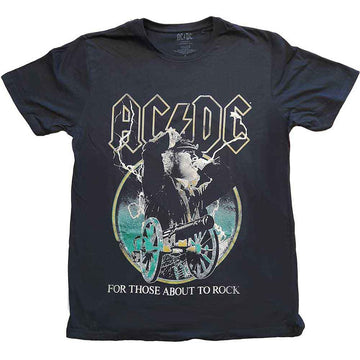 AC/DC Unisex T-Shirt: For Those About To Rock Yellow Outlines (Black)