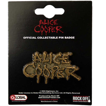 Alice Cooper Pin Badge: Dripping Logo Gold