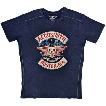 Aerosmith Unisex T-Shirt: Boston Pride (Navy Blue) (Wash Collection)