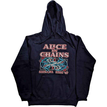 Alice In Chains Unisex Pullover Hoodie: Totem Fish (Navy Blue)
