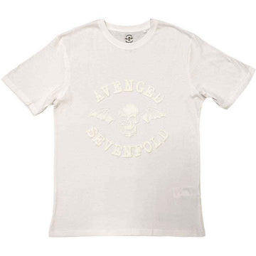 Avenged Sevenfold Unisex T-Shirt: Classic Deathbat (White) (Hi-Build White-On-White)