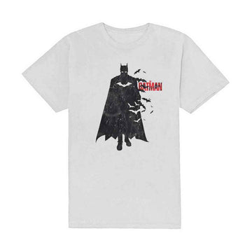 DC Comics Unisex T-Shirt: The Batman Distressed Figure (White)