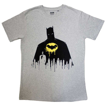DC Comics Unisex T-Shirt: Batman Silhouette Drip (Grey)