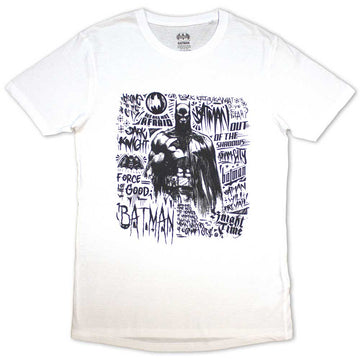 DC Comics Unisex T-Shirt: Batman - Scribbler (White)