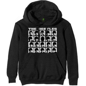 The Beatles Unisex Pullover Hoodie: Hard Days Night Faces Mono (Black)