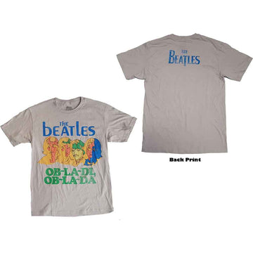 The Beatles Unisex T-Shirt: Vintage Ob La Di (Grey) (Back Print)