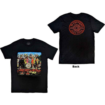 The Beatles Unisex T-Shirt: Vintage Sgt Pepper (Black) (Back Print)