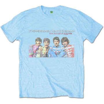 The Beatles Unisex T-Shirt: LP Here Now (Light Blue)