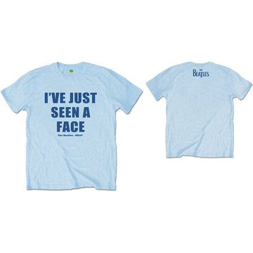 The Beatles Unisex T-Shirt: I've Just Seen A Face (Light Blue) (Back Print)
