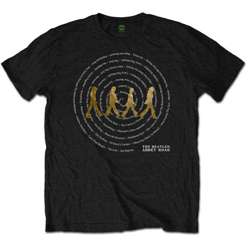 The Beatles Unisex T-Shirt: Abbey Road Songs Swirl Foiled (Black) (Embellished)