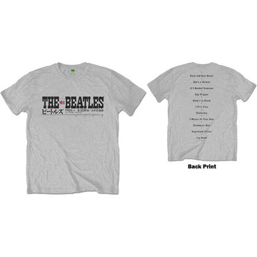 The Beatles Unisex T-Shirt: Budokan Set List (Grey) (Back Print)