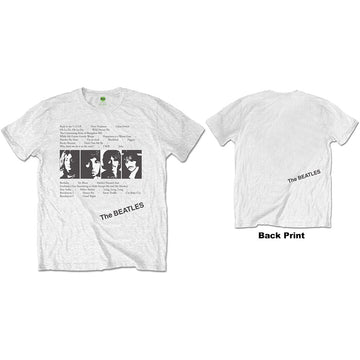 The Beatles Unisex T-Shirt: White Album Tracks (White) (Back Print)