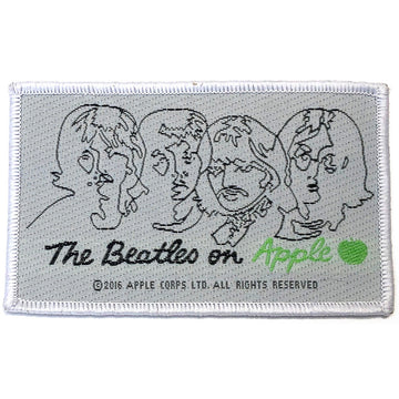 The Beatles Standard Patch: Beatles On Apple Black On White