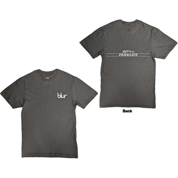 Blur Unisex T-Shirt: Pocket Blur / Parklife (Charcoal Grey) (Back Print)