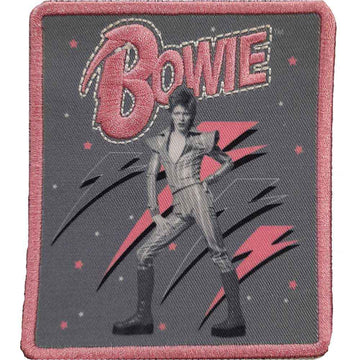David Bowie Standard Patch: Pink Flash Woven Logo