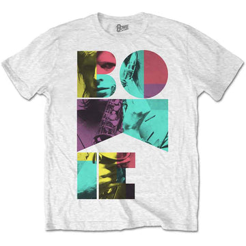 David Bowie Unisex T-Shirt: Colour Sax (White)