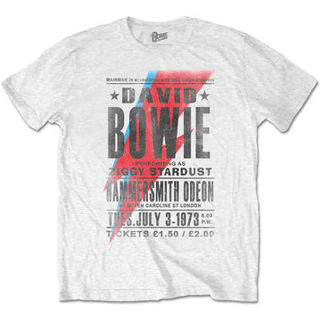 David Bowie Unisex T-Shirt: Hammersmith Odeon (White)