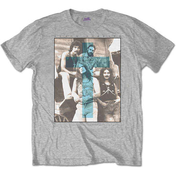 Black Sabbath Unisex T-Shirt: Blue Cross - Grey