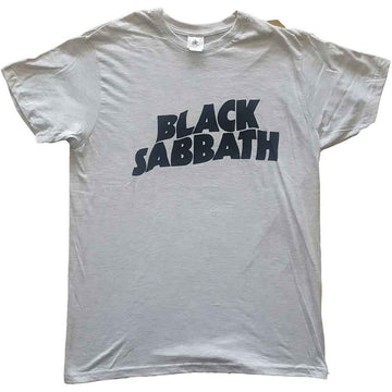 Black Sabbath Unisex T-Shirt: Black Wavy Logo - Grey