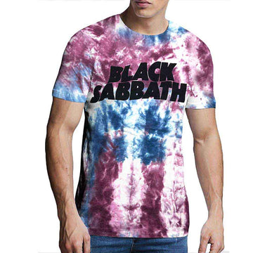 Black Sabbath Unisex T-Shirt: Wavy Logo (Blue & Red) (Wash Collection)