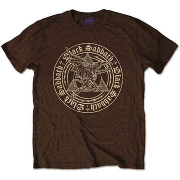 Black Sabbath Unisex T-Shirt: Henry Pyramid Emblem (Chocolate Brown)