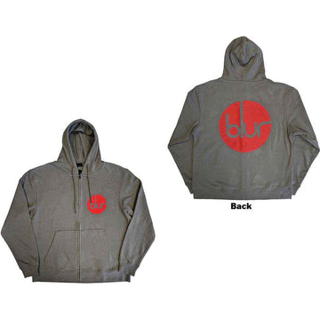 Blur Unisex Zipped Hoodie: Circle Logo (Grey) (Back Print)