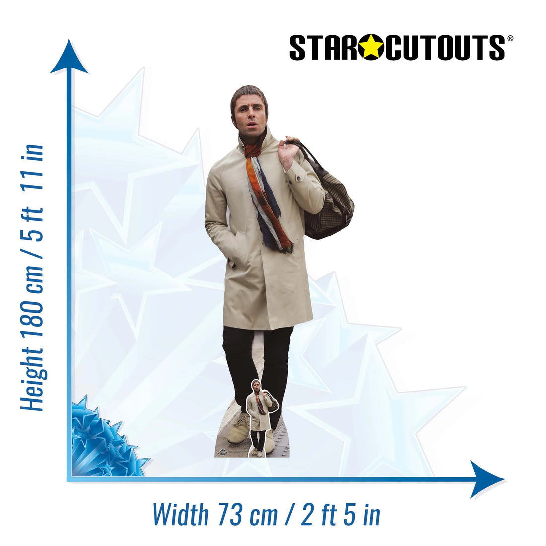 Oasis - Liam Gallagher - Lifesize Cardboard Cut Out With Mini - Height 180cm