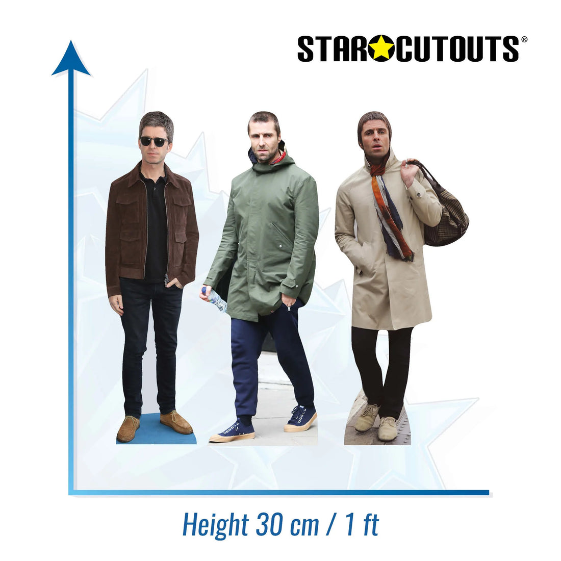 Oasis - Liam & Noel Gallagher - Three Pack Shelf Top Cutout - Cardboard Cut Out Height 30cm