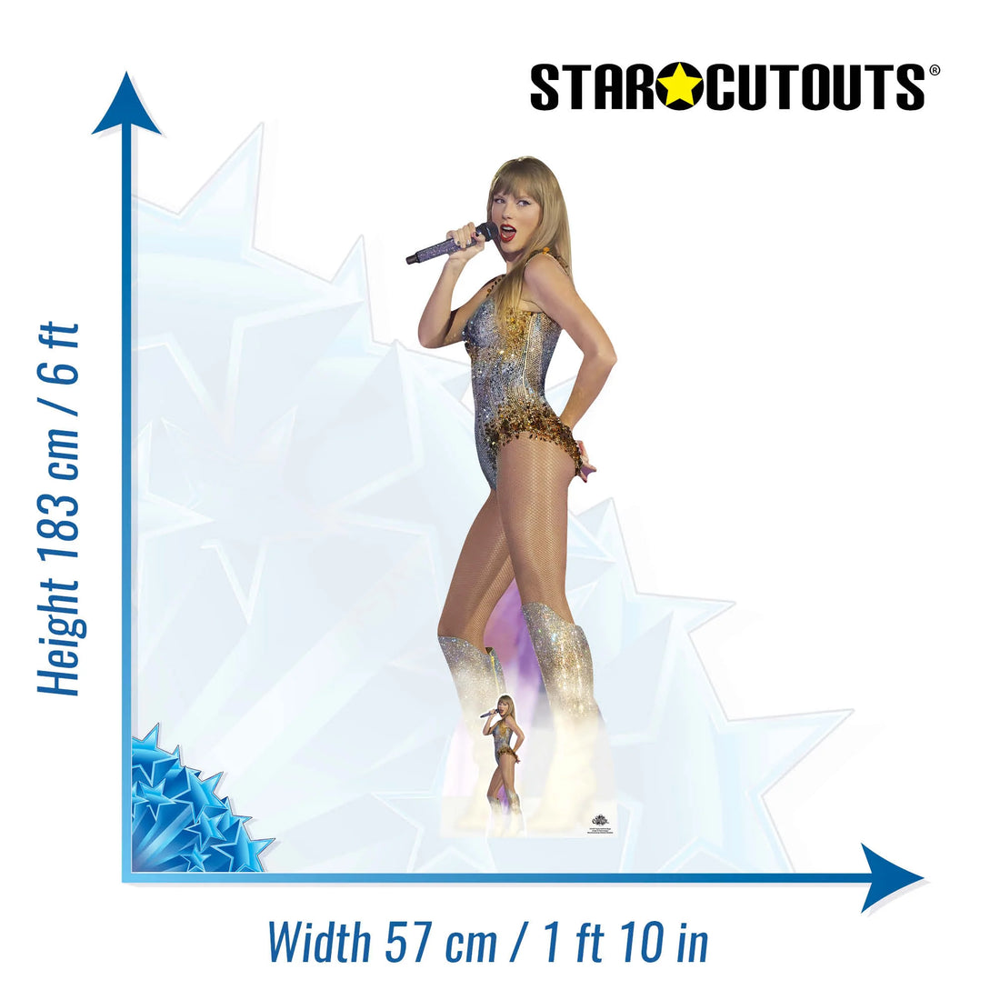 Taylor Swift - Taylor On Stage - Lifesize Cardboard Cut Out With Mini - Height 183cm
