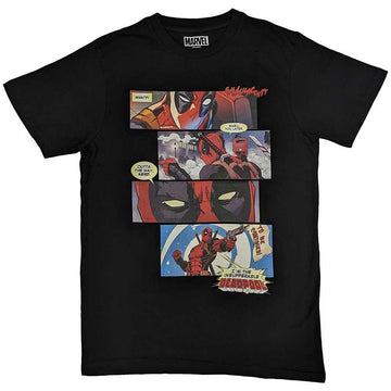 Marvel Comics Unisex T-Shirt: Deadpool Strips (Black)