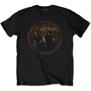 Def Leppard Unisex T-Shirt: Vintage Circle (Black)