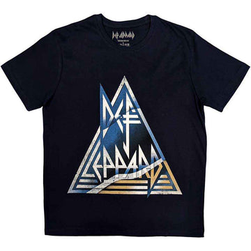 Def Leppard Unisex T-Shirt: Triangle Logo (Navy Blue)