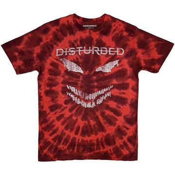 Disturbed Unisex T-Shirt: Scary Face (Wash Collection) - Red
