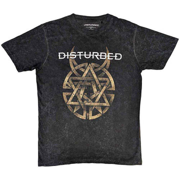 Disturbed Unisex T-Shirt: Riveted (Wash Collection) - Grey/Black