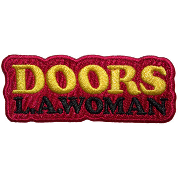 The Doors Standard Patch: LA Woman Text Logo on Red (Red)