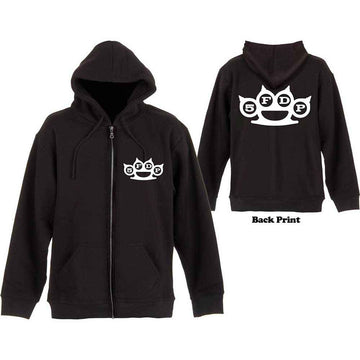 Five Finger Death Punch Unisex Zipped Hoodie: Knuckles (Black) (Back Print)