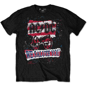 AC/DC Unisex T-Shirt: We Salute You Stripe (Black)