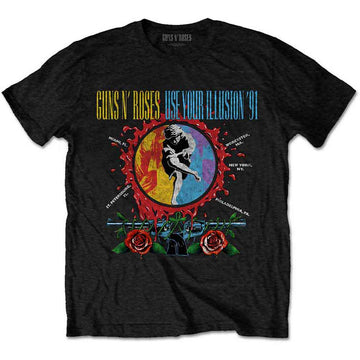 Guns N' Roses Unisex T-Shirt: Use Your Illusion Circle Splat (Black)