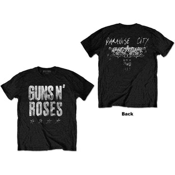 Guns N' Roses Unisex T-Shirt: Paradise City Stars (Black) (Back Print)