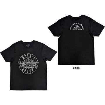 Guns N' Roses Unisex T-Shirt: Classic Bullet Mono (Black) (Back Print)