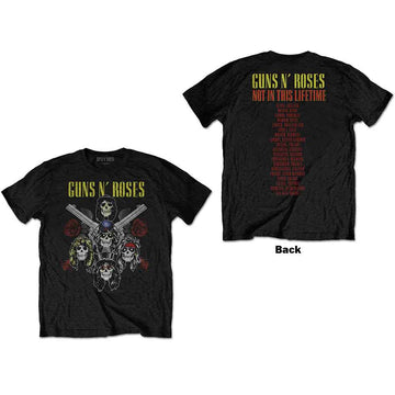 Guns N' Roses Unisex T-Shirt: Pistols & Roses (Back Print) - Black
